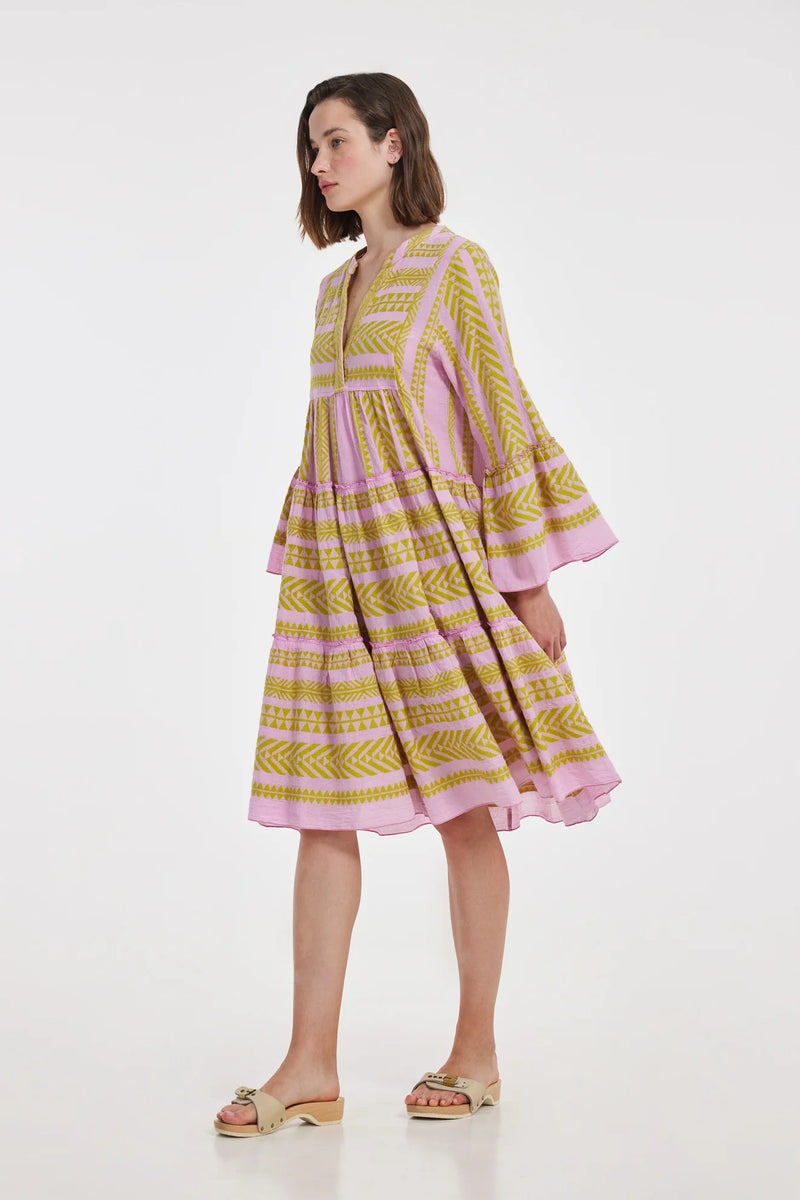 knee length dresses for ladies Ella Midi Dress, Orange/Fushia
