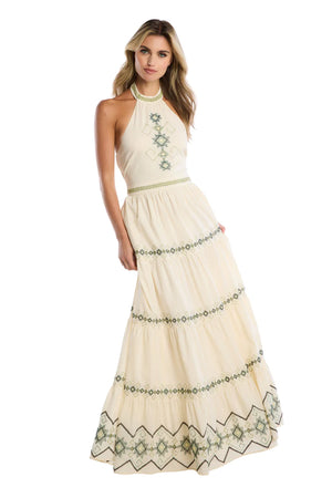 Open image in slideshow, Embroidered Miley Halter Dress
