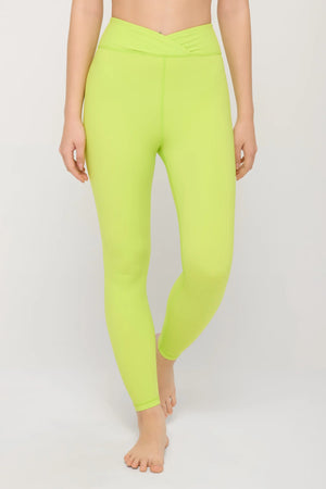 Evie Wrap Front Legging | Acid Lime