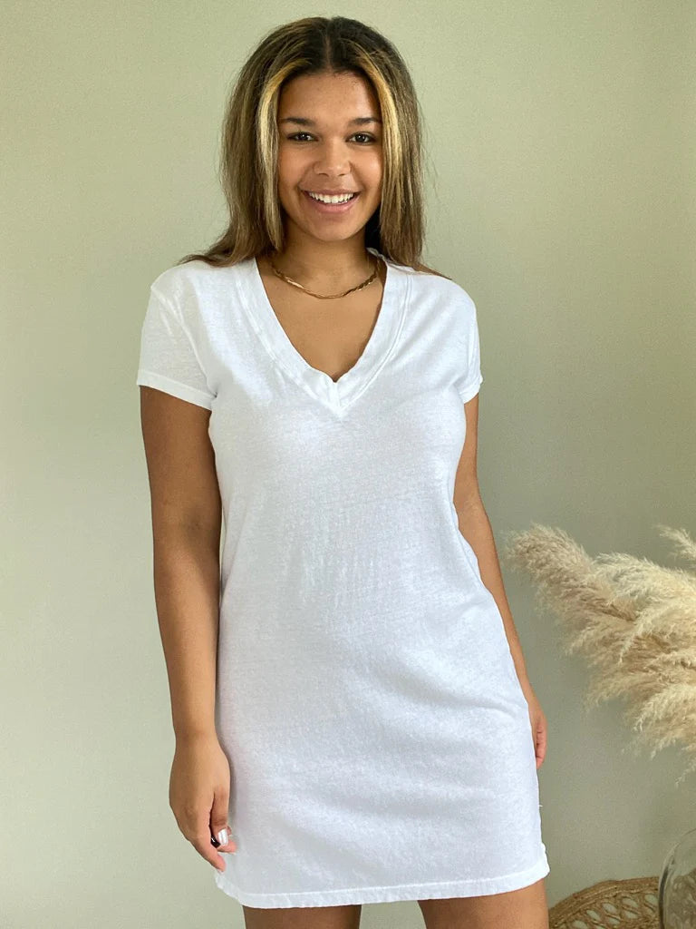 Perfect White Tee | Alicia Recycled V-Neck Mini Dress