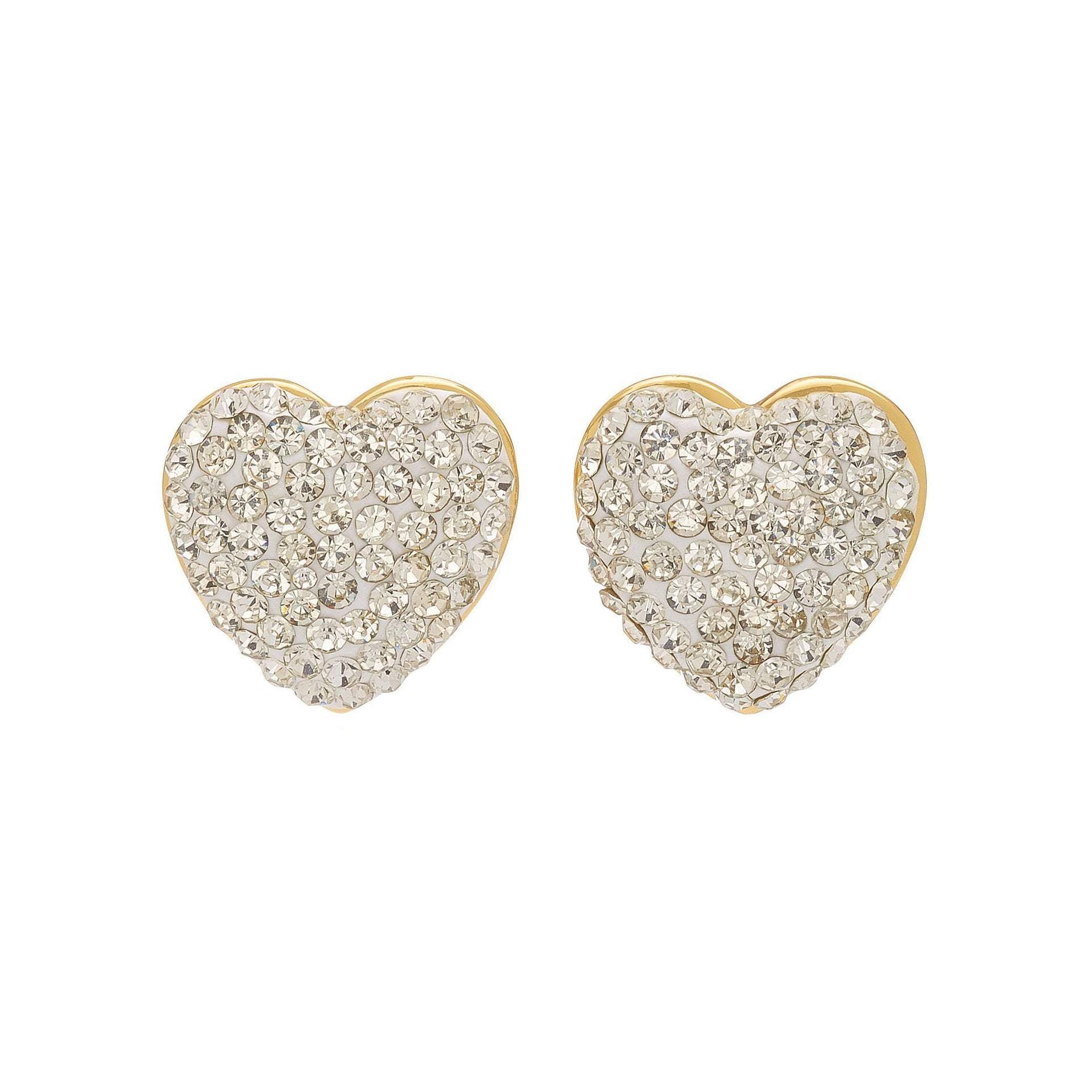 Jeweled Heart Button Earrings
