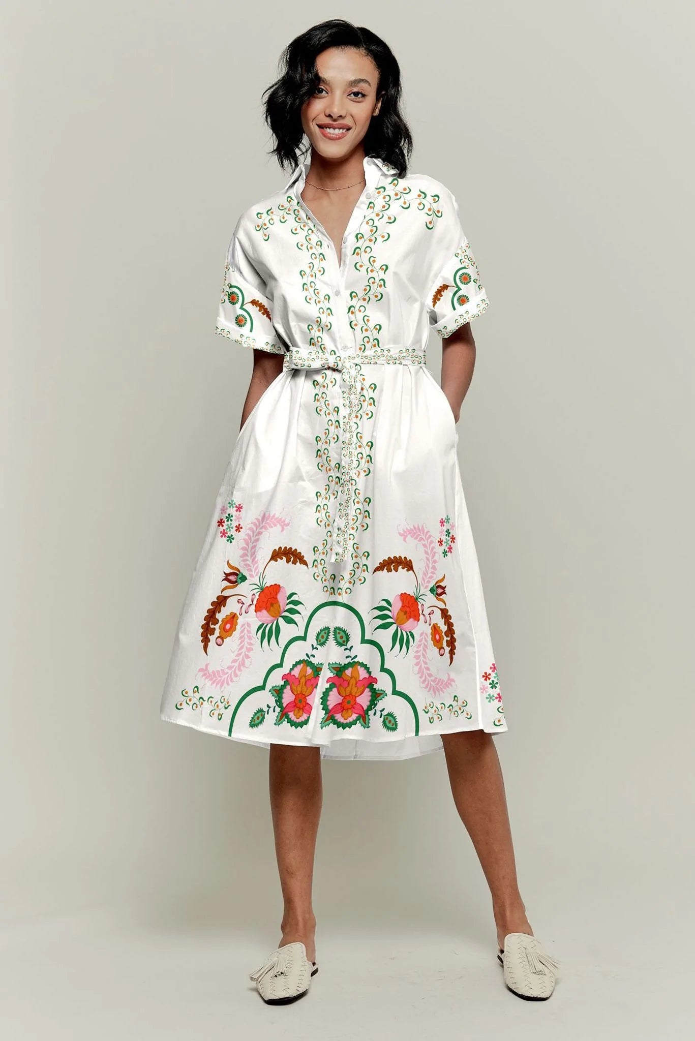 Safari Shirtdress | Ecru Dutch Blossoms The Warehouse Collective Safari Shirtdress | Ecru Dutch Blossoms The Warehouse Collective