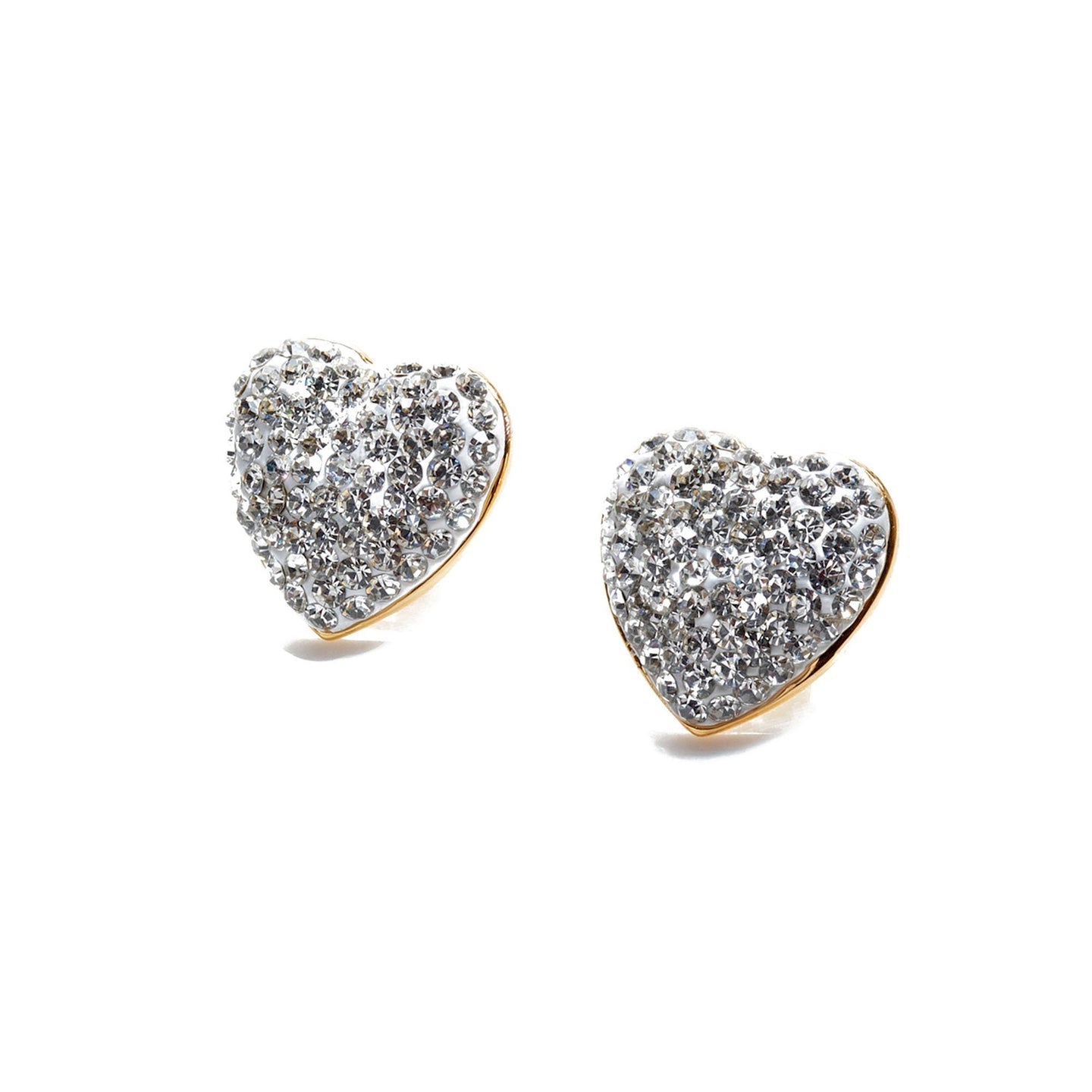Jeweled Heart Button Earrings