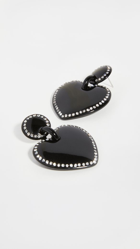 Jeweled Stitched Heart Earrings | Jet