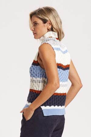 Sleeveless Turtleneck Knit Sweater