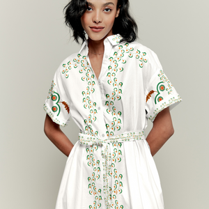 Safari Shirtdress | Ecru Dutch Blossoms